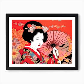 Geisha Face Pop Art 6 Art Print