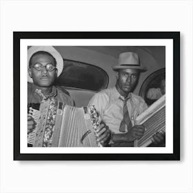 African American Musicians In Car Playing Accordion And Washboard And Singing, Near New Iberia, Louisiana By Art Print