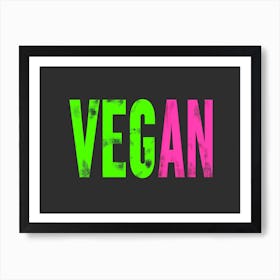 Vegan Sign On Black Background Art Print