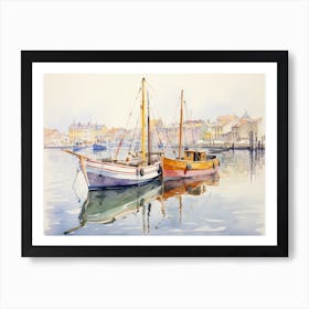 Two Boats In The Harbor Art Print