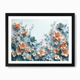 A Lovely 3d Flowers In Full Bloom Poster