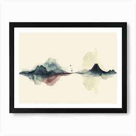 Hand Painted Lines, Abstract Ink Landscape 1 Art Print