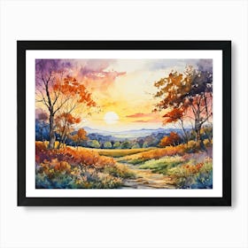 Tranquil Watercolor Landscape Art Print