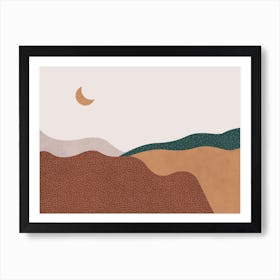 Moon And Hills Abstract Art Print