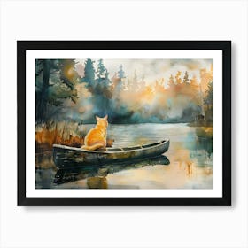 Lake Serenade Cat Afloat Art Print