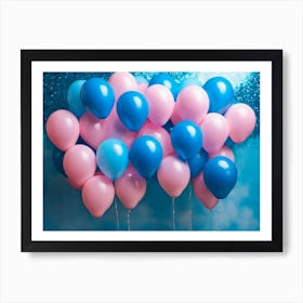 Pink And Blue Balloons gender reveal Art Print