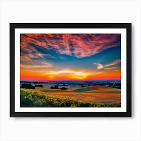 Sunset Over Fields 1 Art Print