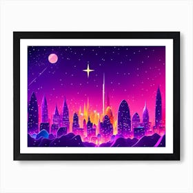 Cityscape At Night Art Print