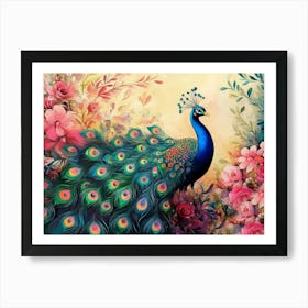 Colorful Peacock 4 Art Print