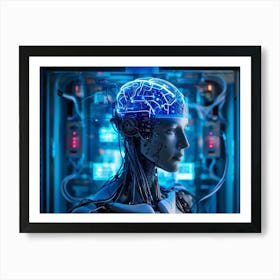 Abstract Conceptual Head Features Circuitry Integrating A Human Brain With Neural Lines And Electron (2) Art Print