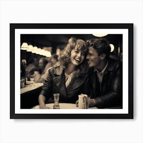 Man And A Woman Laughing - vintage Art Print