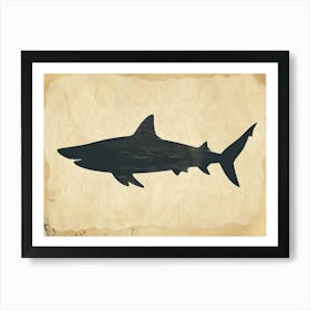 Bigeye Thresher Shark Grey Silhouette 6 Art Print