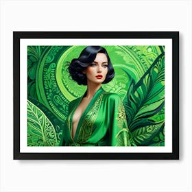 Art Deco Beauty in Green Art Print