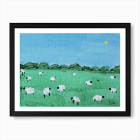 Sheep In A Field Art Print