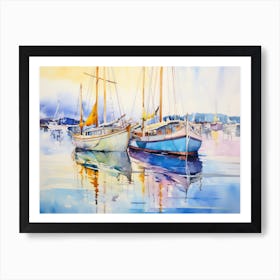 Sailboats In The Harbor Art Print