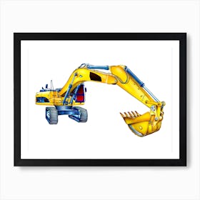 Excavator Art Illustration In A Painting Style 14 Art Print