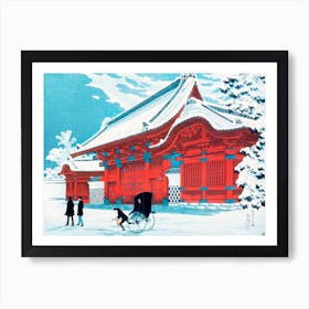The Red Gate Of Hongo In Snow Art Print