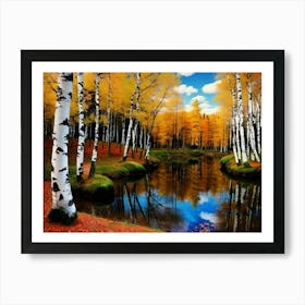 Birch Trees In Autumn 25 Art Print