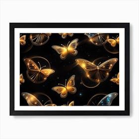 Golden Butterflies 21 Art Print