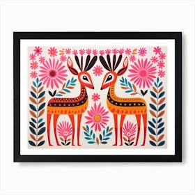 Gazelle 2 Folk Style Animal Illustration Art Print