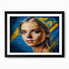 Ukrainian women against the war. Mosaic art. 4 Art Print