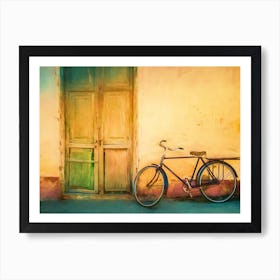 Bicycle And Old Wooden Door Cuba Art Print