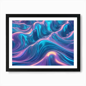 Abstract Image Of A Wavy, Textured Surface In Shades Of Blue And Pink Art Print