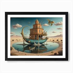 Boat In The Desert Art Print