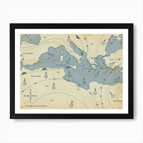 Vintage Weather map of the Mediterranean Art Print