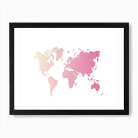 Pink World Map 1 Art Print