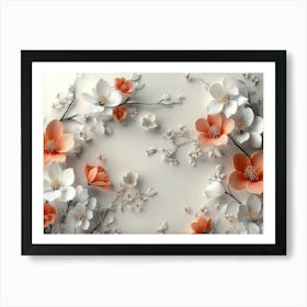 3d Abstract Flowers Art Print