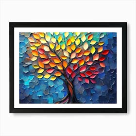 Vibrant 3d Tree with Colorful Leaves Art Print