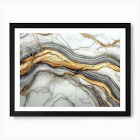 Texture Of White Marble with Gray and Gold Veins Art Print