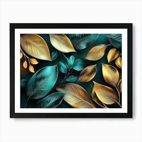 Gold Leaves Wallpaper Art Print