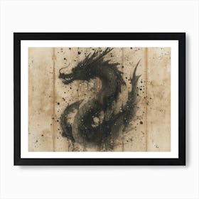 Calligraphic Wonders: Black Dragon Art Print