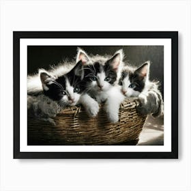 Kittens In A Basket 2 Art Print