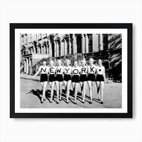 New York Chorus Girls, Black and White Vintage Photo Art Print