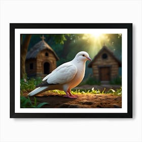 Pigeon In Front Of House Art Print