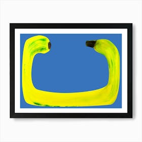 Impossible Banana food art kitchen yellow blue illustration Art Print