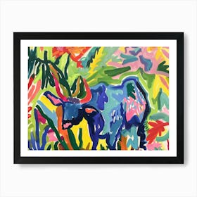 Cow In The Jungle 2 Art Print