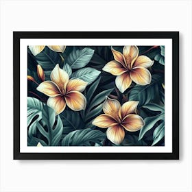 Tropical Flower Wallpaper Art Print