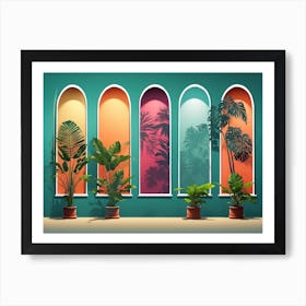 Tropical Plants In The Window Art Print