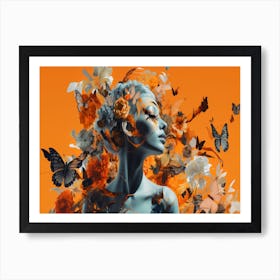 Woman With Butterflies Art Print