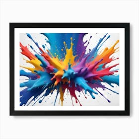 Abstract Image Of A Colorful Paint Explosion, Creating A Dynamic And Energetic Composition Art Print