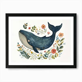 Little Floral Blue Whale 1 Art Print