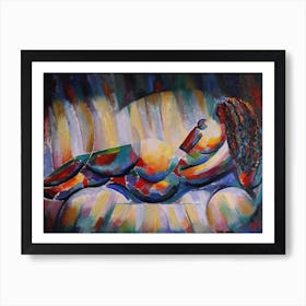 Woman Laying On A Couch Art Print