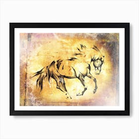 Horse Drawing Art Illustration In A Photomontage Style 40 Art Print