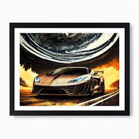 Car Driving Through A Desert Art Print