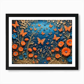 Flowers And Butterflies 2 Art Print