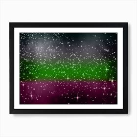 Pink Green Black Shining Star Background Art Print